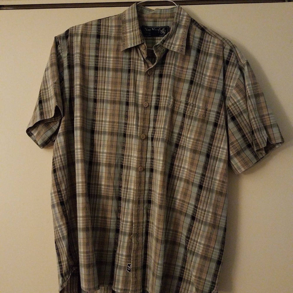 Nat Nast- multicolor plaid XL button down